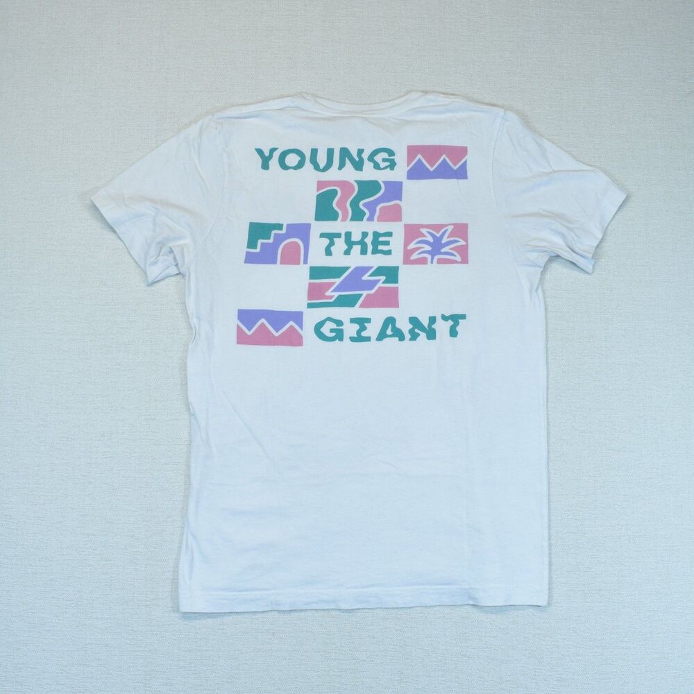 Young The Giant T Shirt Medium M White Pastel Geometric Band Merchandise